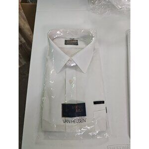Van Heusen Super Silk Mens Shirt White Size 17.5 Long Sleeve New Old Stock
